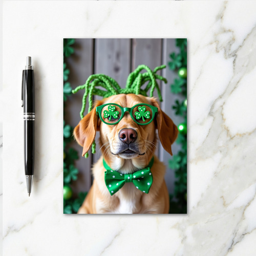 Faux Gold Dog Saint Patricks Card