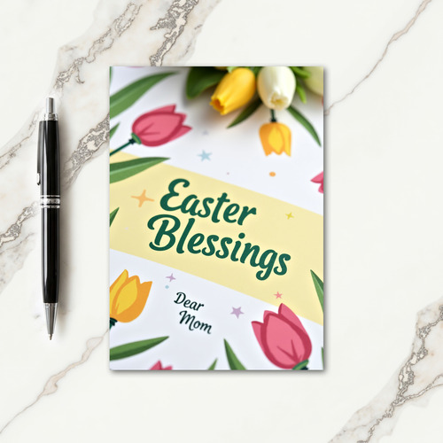 Faux Gold Easter Blessings Mom Card