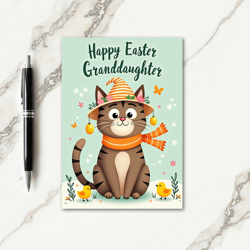 Faux Gold Easter Cat Card