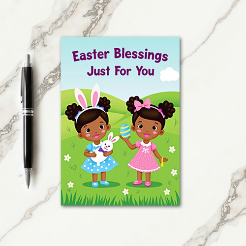 Faux Gold Easter Girls Card