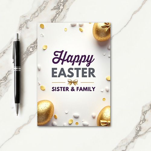 Faux Gold Easter Sister Family Card