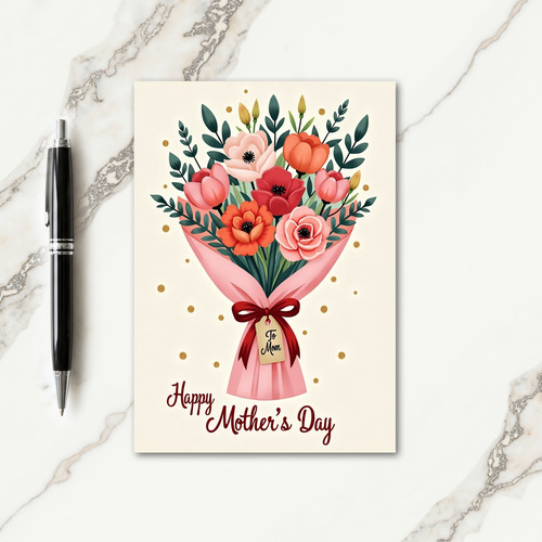 Faux Gold Floral Bouquet Card