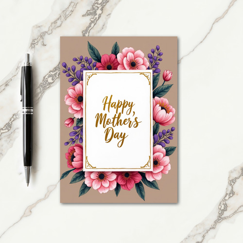 Faux Gold Floral Celebration Card