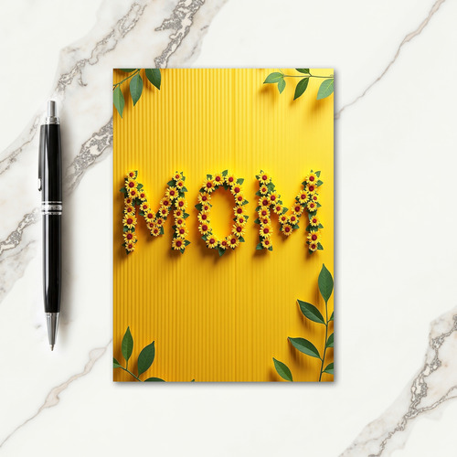 Faux Gold Floral Mom Card