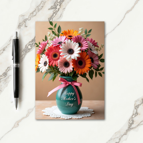 Faux Gold Flowers Message Card