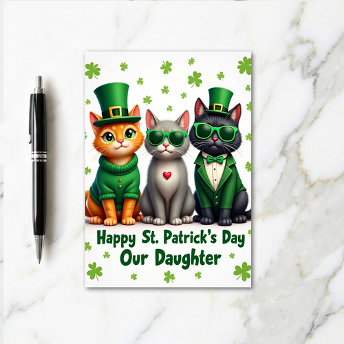 Faux Gold Foil Cats St Patricks Card