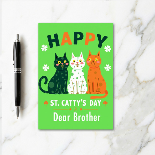 Faux Gold Foil Happy Cats Card