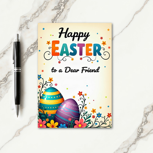 Faux Gold Happy Easter Friend Card