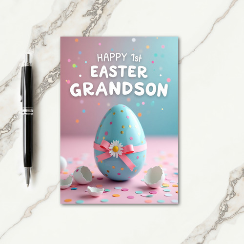 Faux Gold Happy Easter Grandson Card