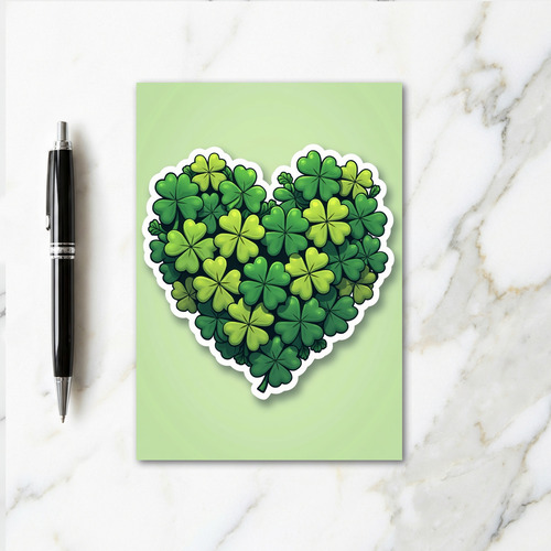 Faux Gold Heart Clover Card