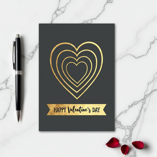 Faux Gold Hearts Valentines Day Card