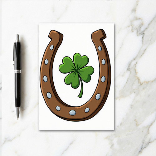 Faux Gold Horseshoe Luck Card