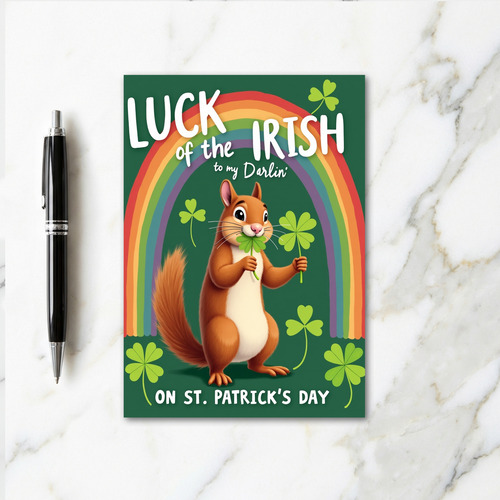 Faux Gold Irish Luck Squirrel Card