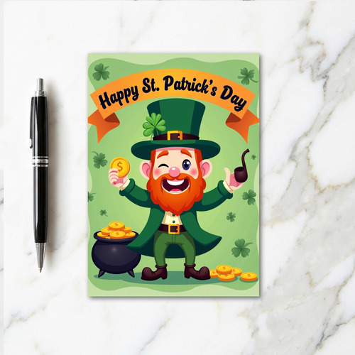 Faux Gold Leprechaun St Patricks Card