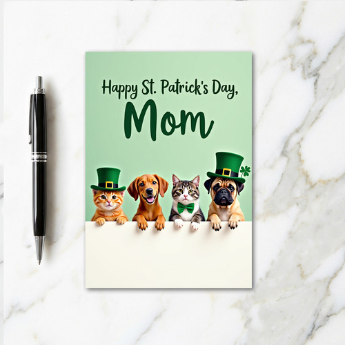 Faux Gold Pets Happy St Patricks Card