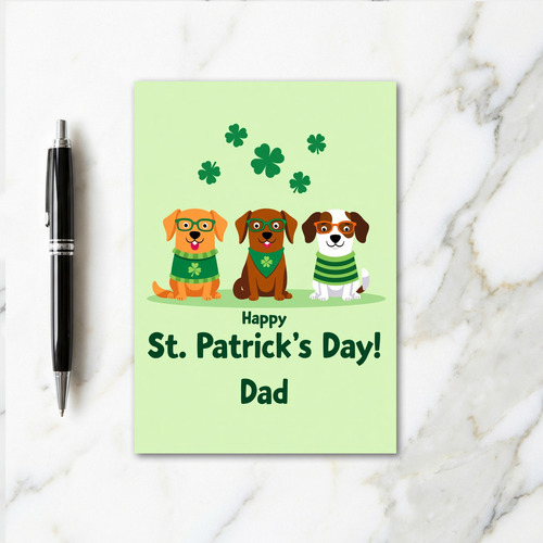 Faux Gold Pups St Patricks Day Card