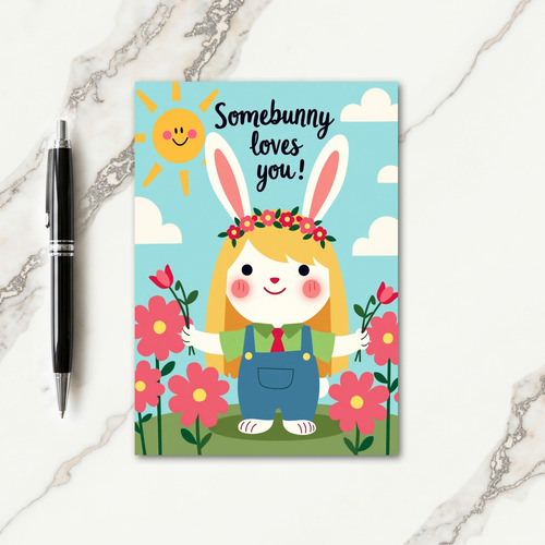 Faux Gold Somebunny Loves You Card