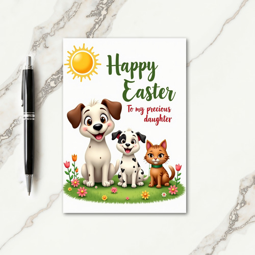 Faux Gold Spring Animals Card