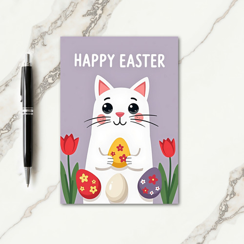 Faux Gold Spring Cat Card