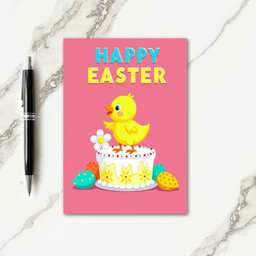 Faux Gold Spring Chick Cake Card