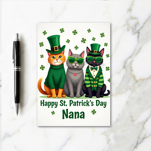 Faux Gold St Patricks Day Cats Card