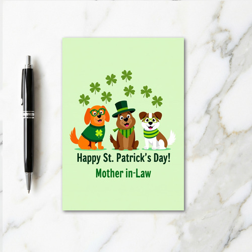 Faux Gold St Patricks Day Dog Card
