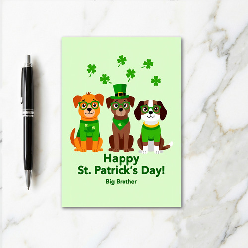 Faux Gold St Patricks Day Dogs Card