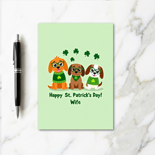 Faux Gold St Patricks Puppies Card