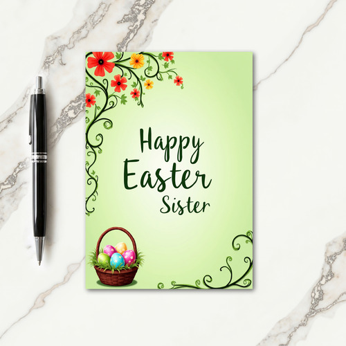 Faux Green Easter Sister Card