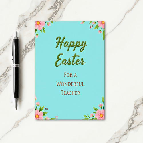Faux Green Happy Easter Teacher Card