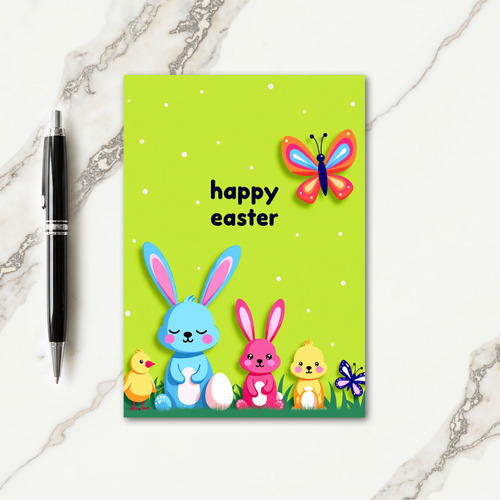 Faux Paper Easter Friends Card