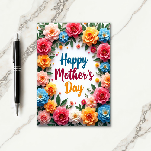 Faux Paper Flowers Mothers Day Card