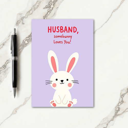 Faux Pink Bunny Husband Card
