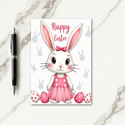 Faux Pink Easter Bunny Card
