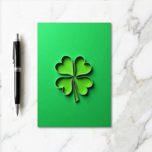Faux Silver Clover Good Luck Card