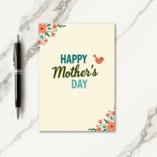 Faux Teal Floral Happy Day Card