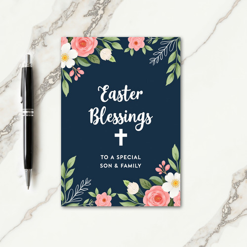 Faux Watercolor Easter Blessings Card