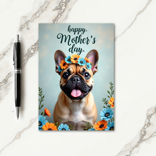 Fawn Dog Floral Mothers Day Card