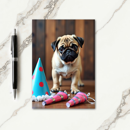 Fawn Dog Party Hat Card