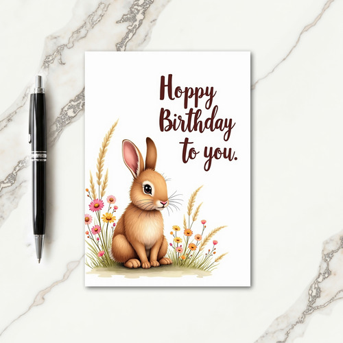 Fawn Floral Birthday Card