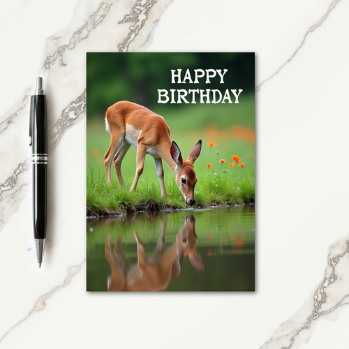 Fawn Reflection Birthday Card