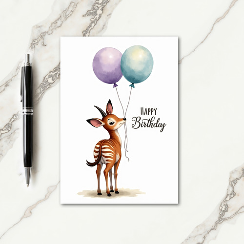 Fawn Watercolor Birthday Card