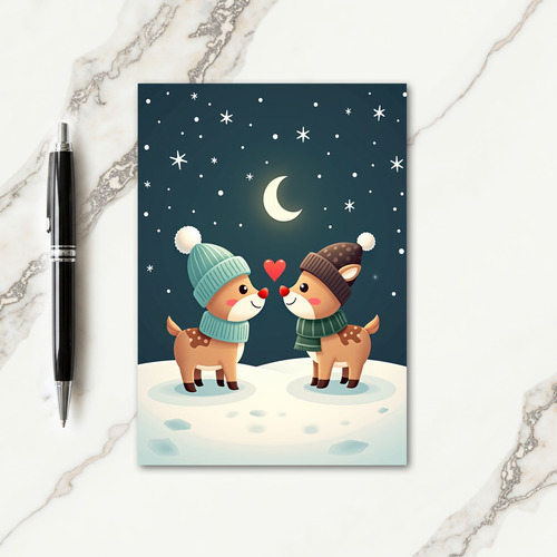 Fawn Winter Night Christmas Card