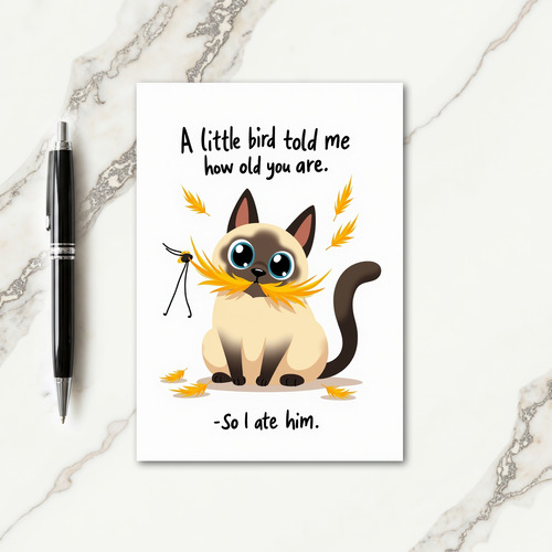 Feathery Feline Birthday Card