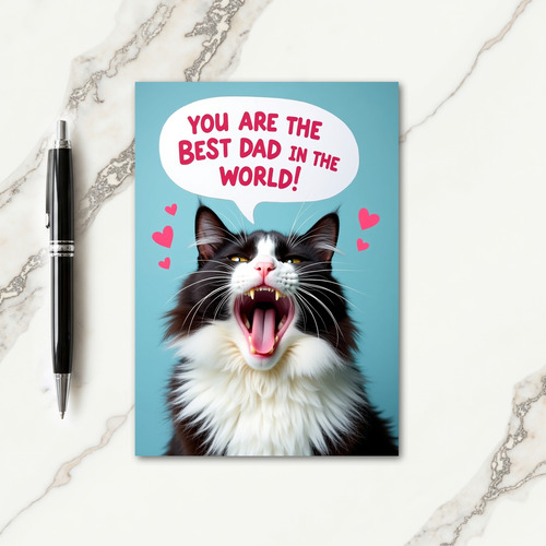Feline Best Dad In World Card