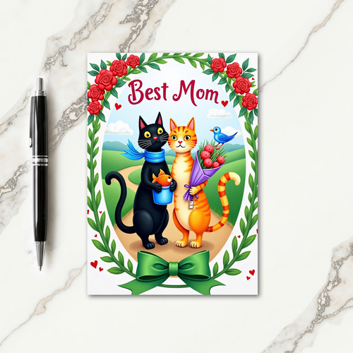Feline Best Mom Illustration Card