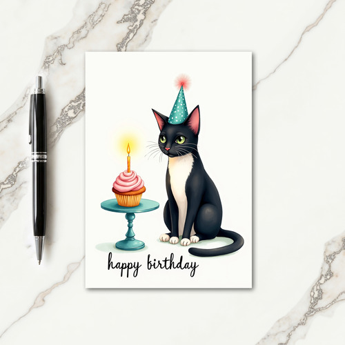 Feline Birthday Cupcake Card