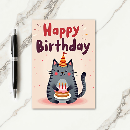 Feline Cake Birthday Card