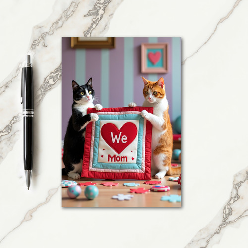 Feline Crafted Mothers Day Heart Card