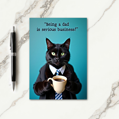 Feline Dad Serious Brew Fathers Day Card
